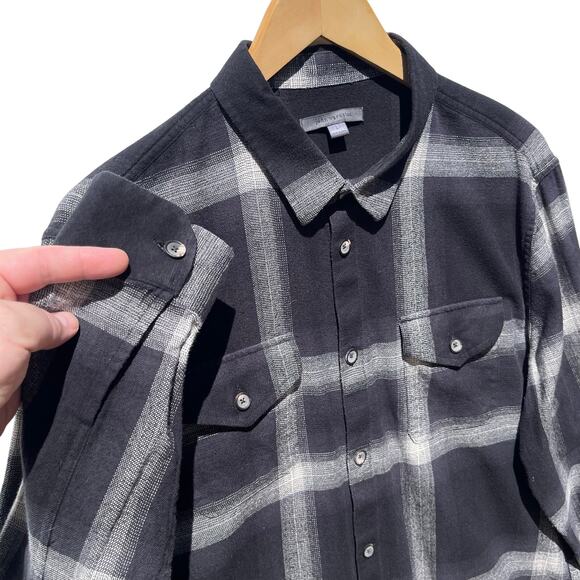 JOHN VARVATOS Men’s Dale Black Check Button Down Western Shirt Large - Picture 4 of 5